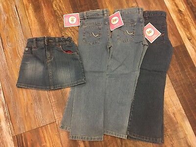 Lot of 3 NWT size 4 Circo jeans Bootcut adjustable waist & Mossimo skirt