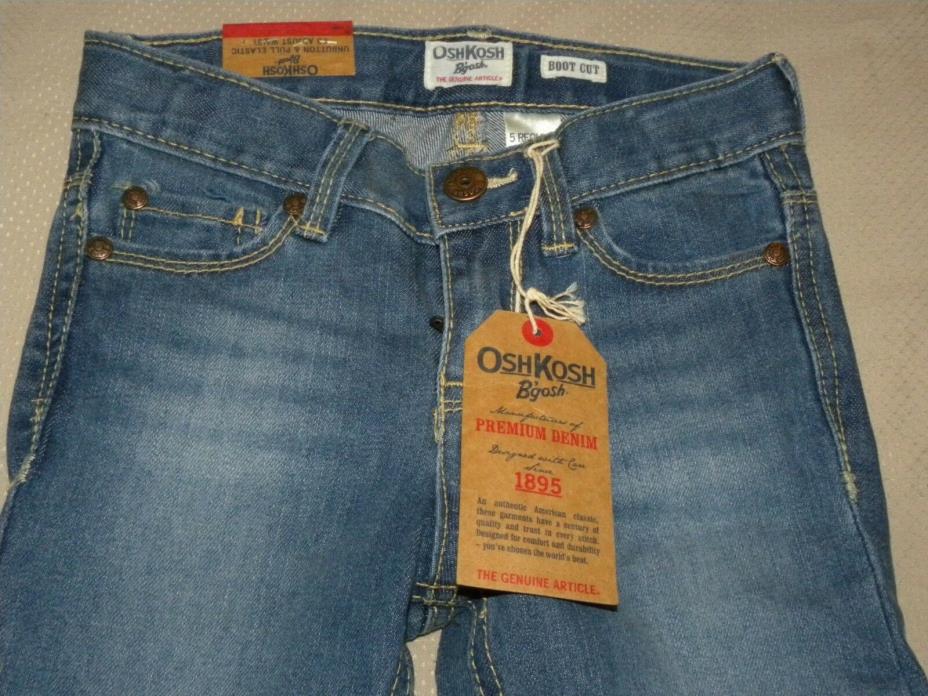 NWT Kids Oshkosh Jeans, size 5R Boot Cut E-Z Adjust Waist