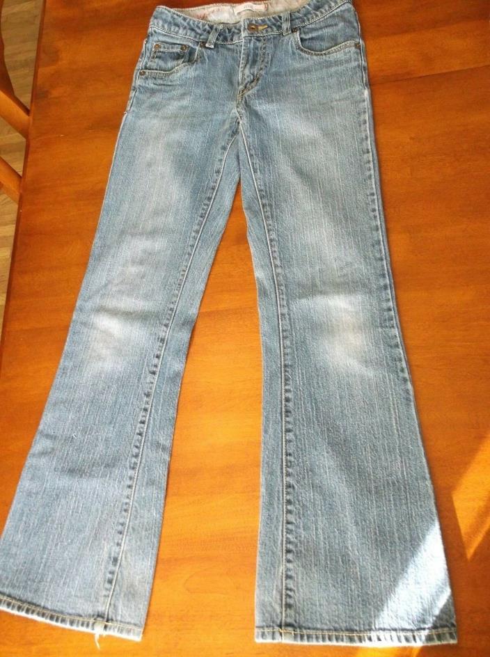 LEVI STRAUSS GIRL'S BLUE JEANS STRETCH FLARE 517 DISTRESSED~SIZE 14