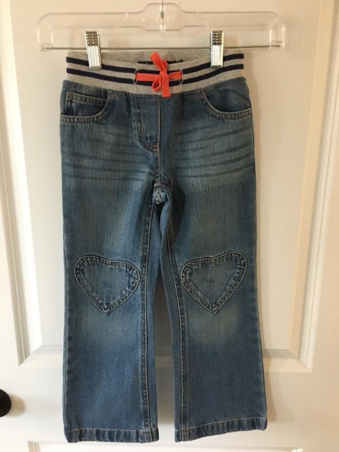 Mini Boden Heart Patch Jeans Denim Pants 6 Years NWOT Elastic Waist