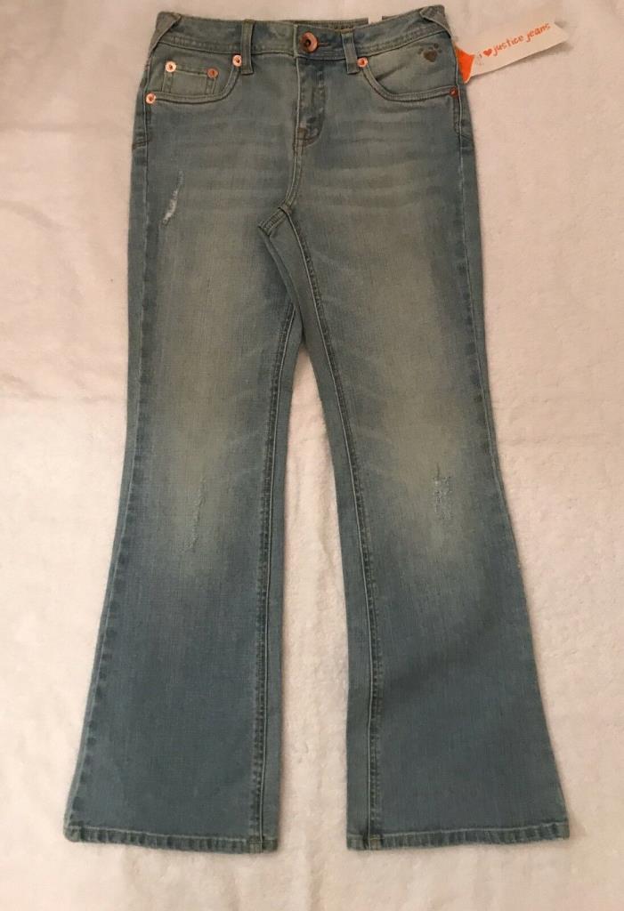 New Justice Girls  size 12R Light Wash Jeans Distressed Flare