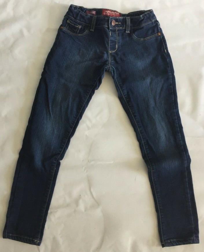 Arizona Size 8 Girls Denim Jegging Jeans Blue Cotton Blend Adjustable Waist