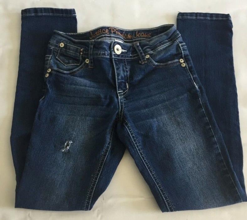 Justice Premium Size 8 R Super Skinny Jeans Girls Blue Cotton Blend