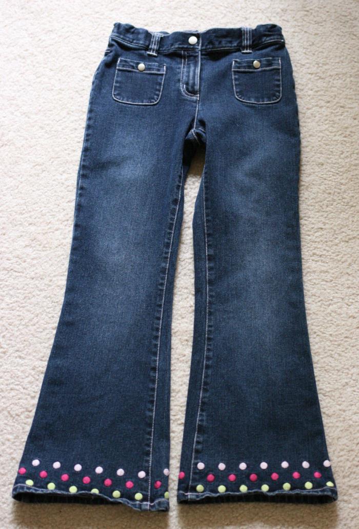 Gymboree DOTS OF FUN Size 8 Jeans Girls Polka Dot Denim Adjustable Waist EUC