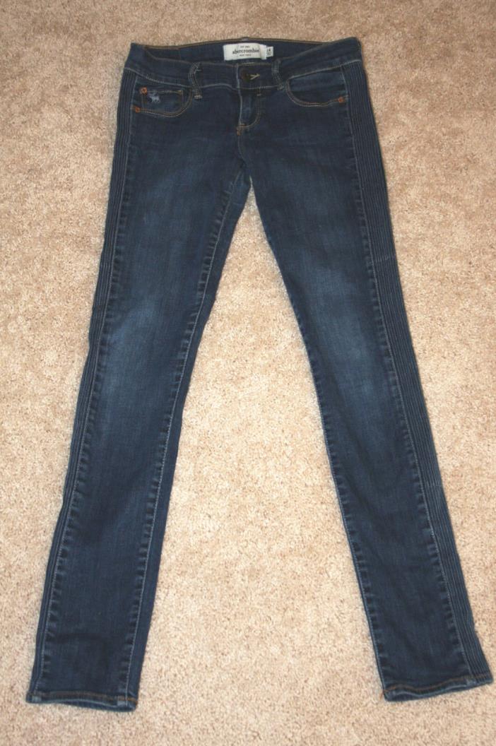 A&F Abercrombie Girls Juniors Cute Stretch Skinny Jeans Size 14 Dark Wash  b8