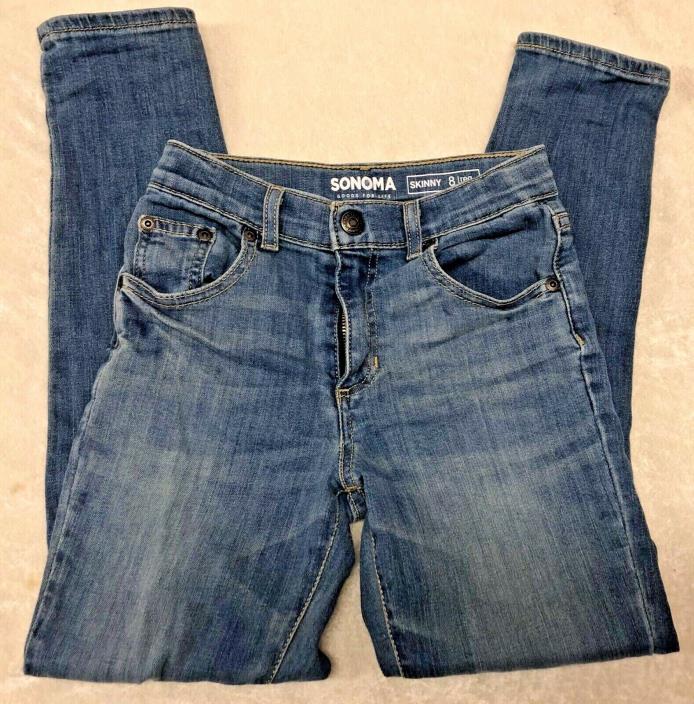 SONOMA GIRLS ADJUSTABLE WAIST JEANS, SIZE SKINNY 8, VERY GOOD CONDITION   D7