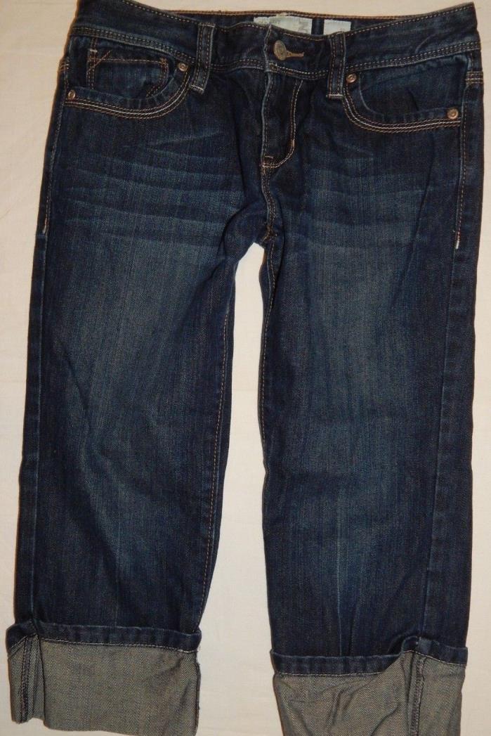 Cropped Capri Jeans Old Navy 12 Dark Wash Girls Cuffed Rolled Denim Blue Crops