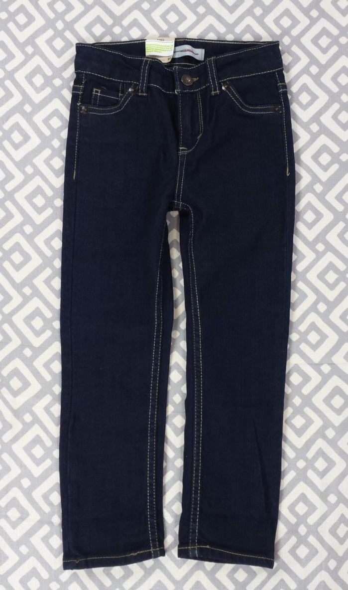 Girls Levi's Boyfriend Fit Dark Blue Jeans Denim Pants Sz 4 Adjustable Waistband