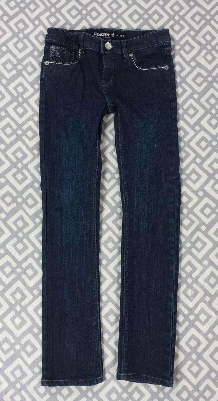 Girls Levi's Denizen Skinny Dark Blue Jeans Denim Pants Sz 7 Silver Embellished