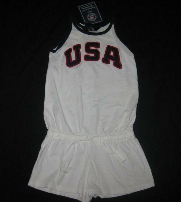 RALPH LAUREN girls kids XL team USA Olympic white sleeveless cotton romper NEW