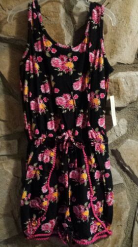 NEW Little Girls Bobbie Brooks BLACK FLORAL Sleeveless Romper Size XS,4/5