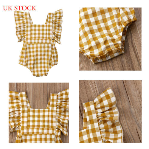 US Summer Newborn Toddler Baby Kid Cotton Ruffle Romper Jumpsuit Clothes Outfit