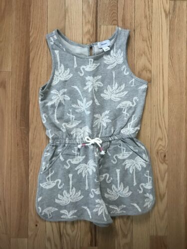 Old Navy Gray Romper Flamingo Palm Tree Girls Medium 8