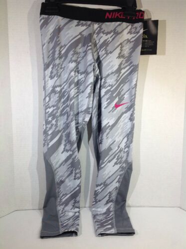 Nike Youth Girls Size Medium Pro Tight Dri-Fit Gray Camouflage Leggings NK-31