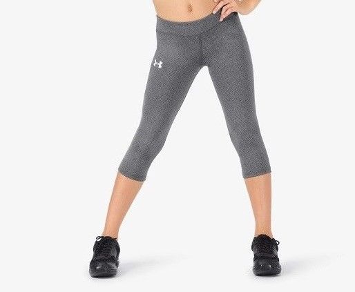 NWT Girls Youth Under Armour Heatgear Capri Leggings Gray YXS 6-6X 1292803 $30