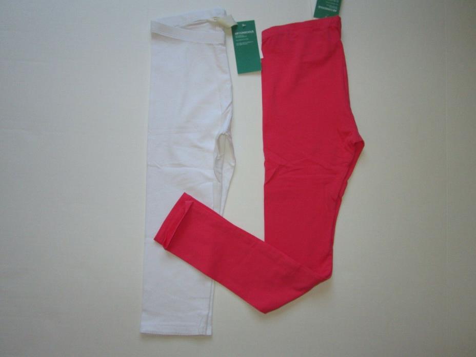 NWT H&M girls lot of 2 salmon pink leggings full length white capris sz 8 9 New