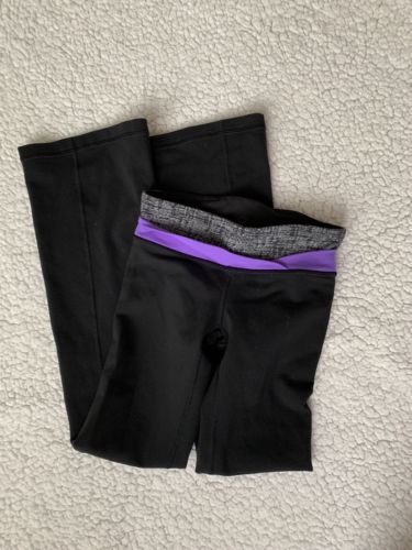 Girls Ivivva By Lululemon Boot Cut Flare Leggings Yoga Pants Size 6 Black