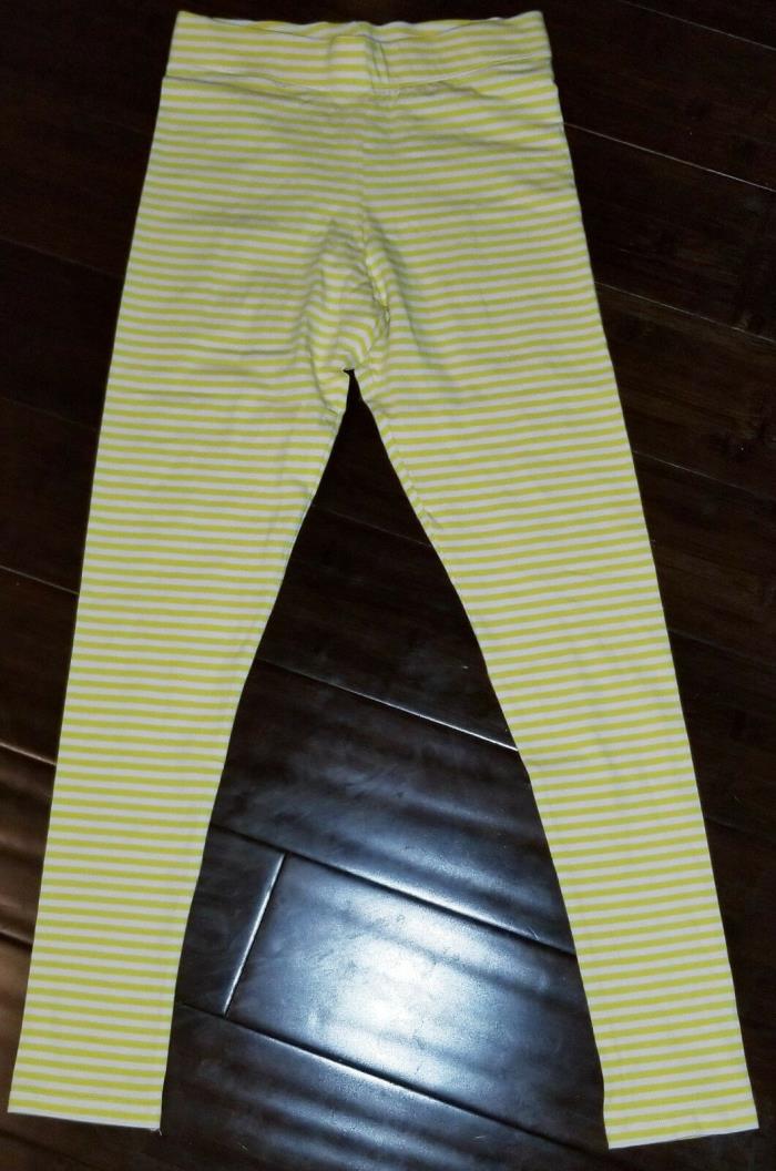 mini boden leggings full length yellow and white stripes size 11-12 nwt