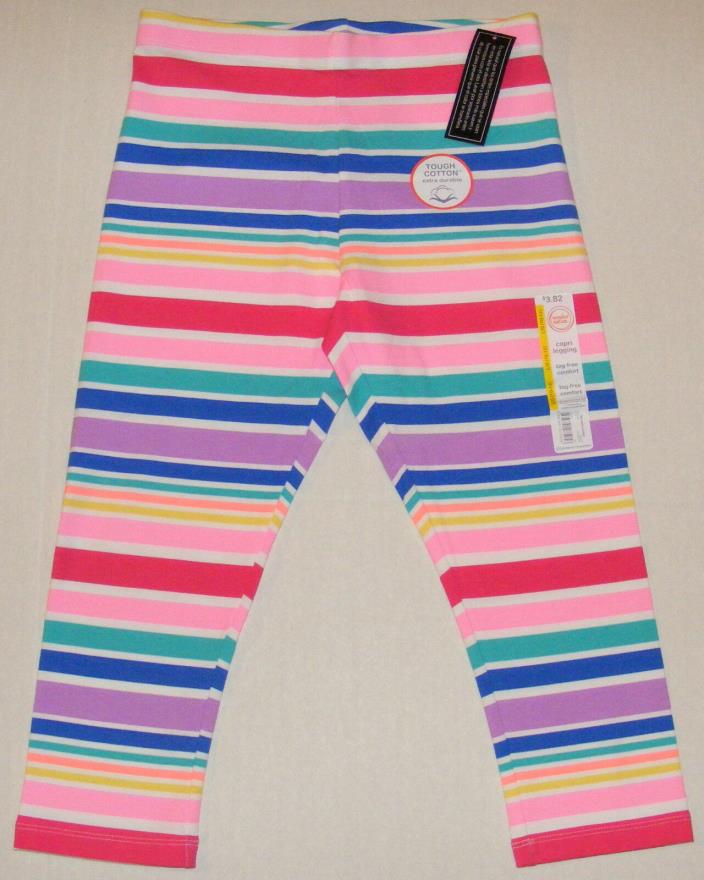 Girl's Capri Leggings Durable Tough Cotton Multi-Color Striped Size L / 10-12