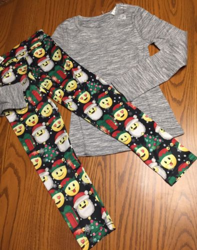 Justice NWT Girls 7 Holiday Christmas Leggings Top Gray New Lot Set