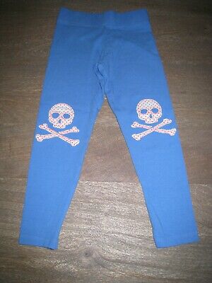 EUC Mini Boden Leggings. Blue w/ Applique Skull & Crossbones Knees. sz 5 6 yrs
