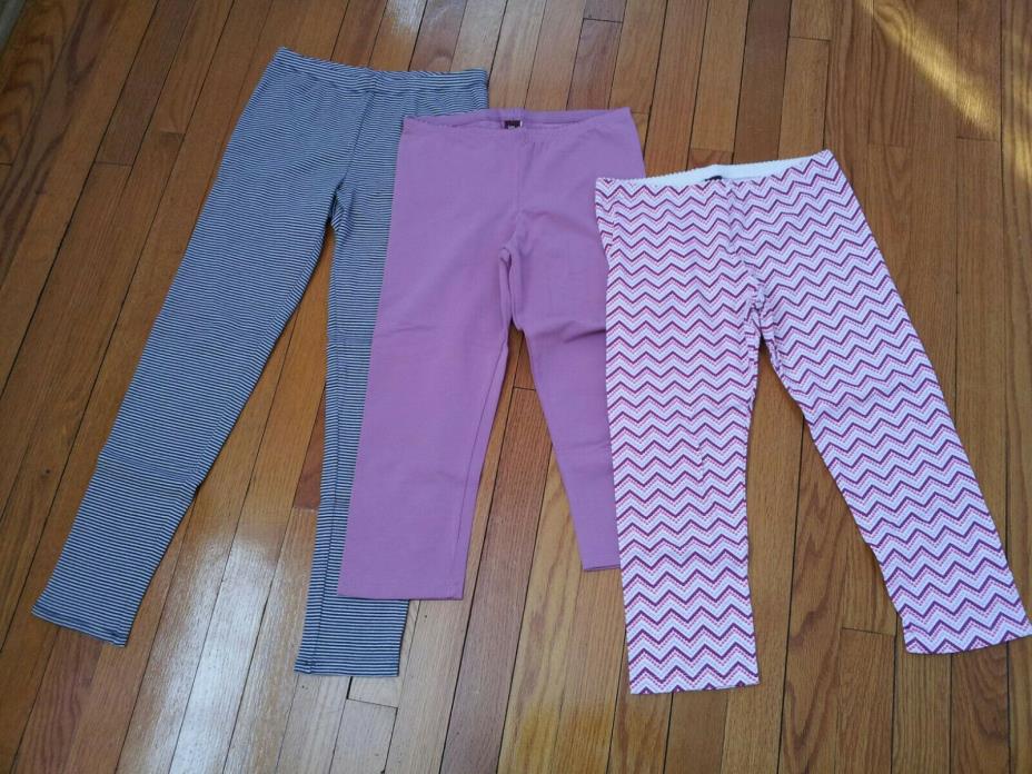 TEA Collection 3 PAIR! Girls size 12 striped leggings & capri / cropped FUN LOT