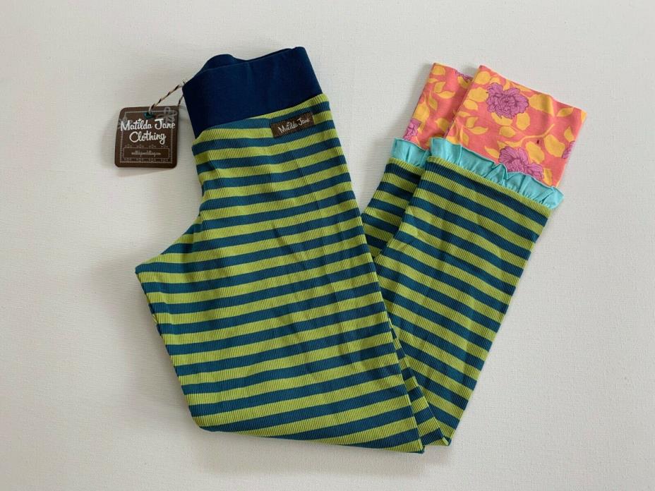 Matilda Jane Secret Fields Hudson Ribbed Leggings Ruffles Pants Size 10 - NEW