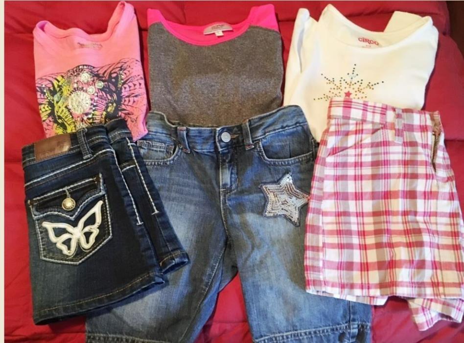 Girls size 7-8: skirts, shorts & T Shirts 6 pieces