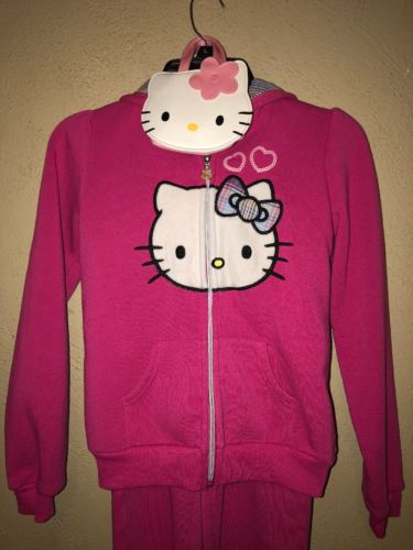 Girls Size 16 Hello Kitty Sweatsuit Plus Purse VGUC