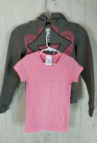 Ivivva By Lululemon Special Edition  Scuba Hoodie & Fly Tee Pink Gray Size 8