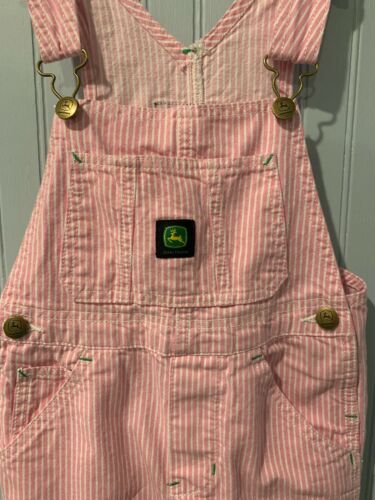 John Deere Child’s Size 5 Pink Striped Overalls