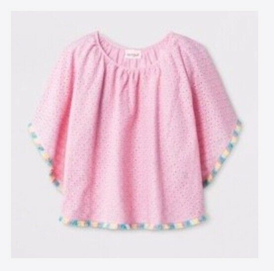 cat and jack pink eyelet poncho girls kids size Large new with tags