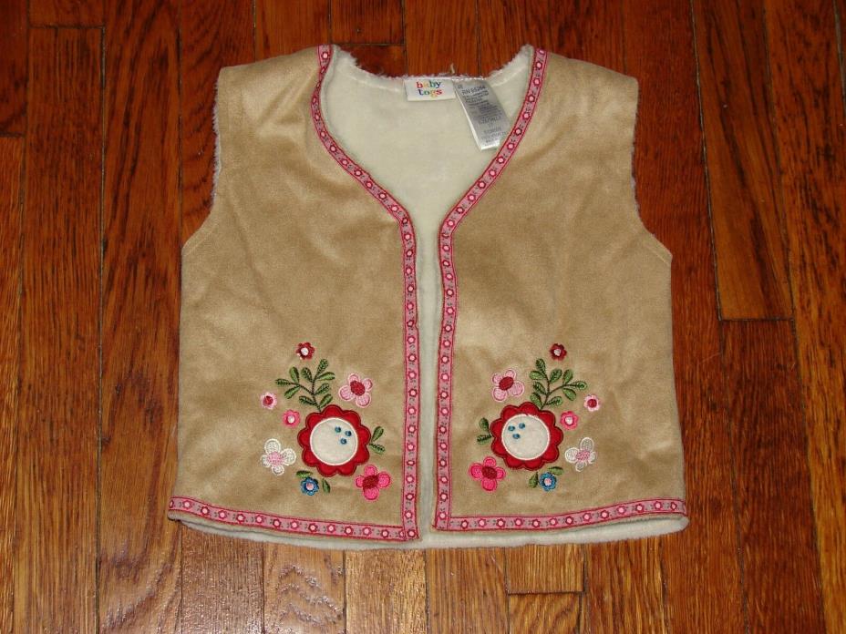 GIRLS GYMBOREE SHEARLING SUEDE SHERPA LINED EMBROIDERED VEST ~ NWOT ~ SIZE 4