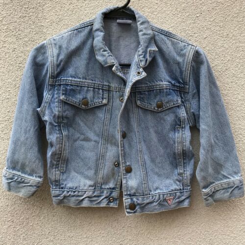 Vintage GUESS 80s Georges Marciano Blue Denim Jacket Girls Youth Size 4-5 #3M