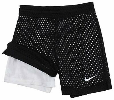 Nike Girls Mesh Dri-Fit Training Athletic Shorts, Black/White, Small