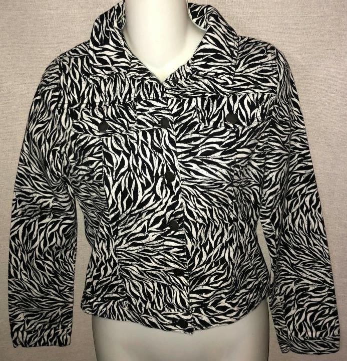 Cherokee Black & White Zebra Pattern Jacket - L