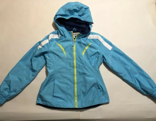 London Fog Girls Jacket Outerwear Full-Zip w/ Hood Blue Yellow Size Large 14-16