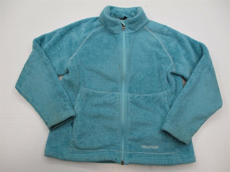 MARMOT #K857 Girls Size L Casual Bright Blue Zip Up Soft Warm Fleece Jacket