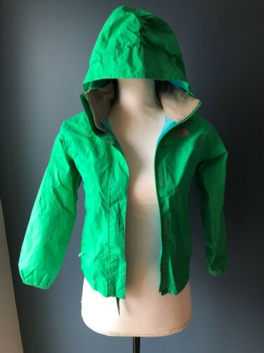 The North Face Girls Hyvent Jacket Coat Windbreaker Hidden Hood Size S 7/8 Green