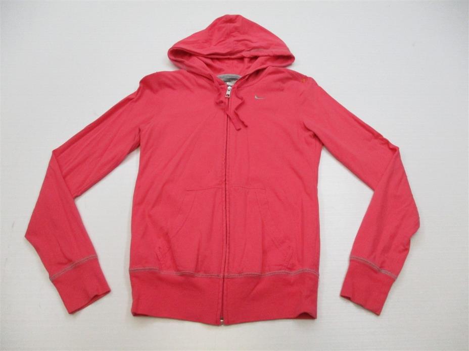 NIKE K7993 Youth Girl's Size S Cotton Athletic Full Zip Pink Hoodie Sweater