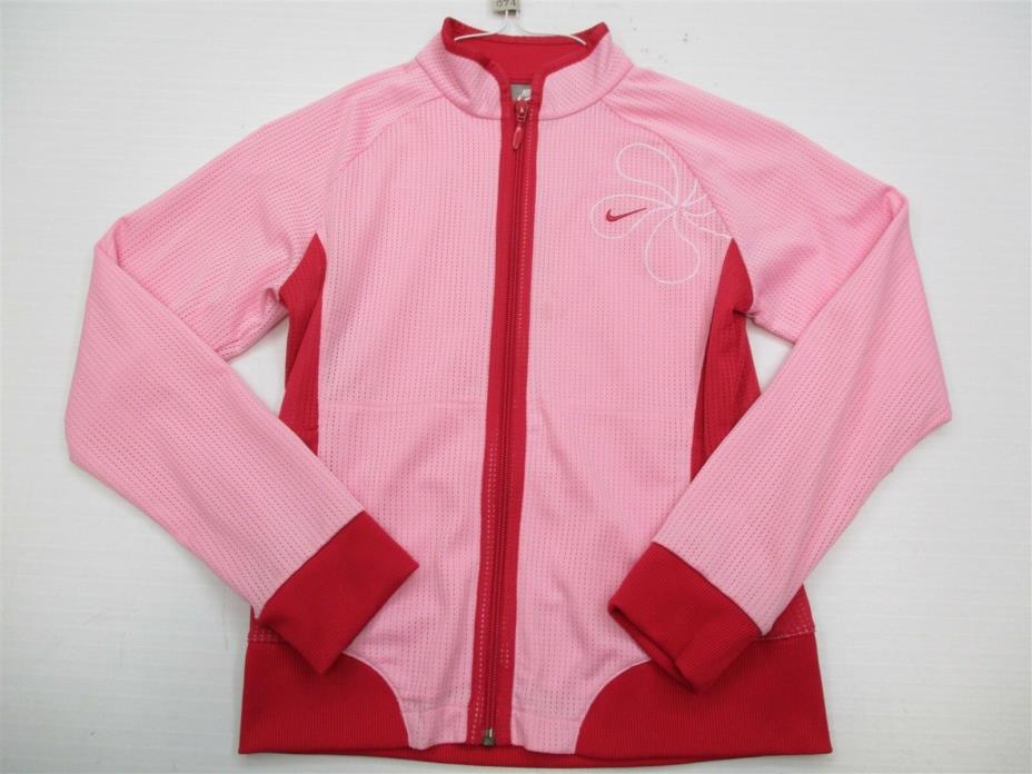 NIKE #K5074 Girls Size L Athletic Zip Up Breathable Light Pink Track Jacket