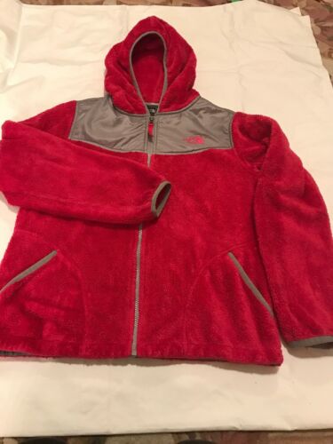 The North Face Pink Grey Hooded Fleece Jacket Girls XL 18