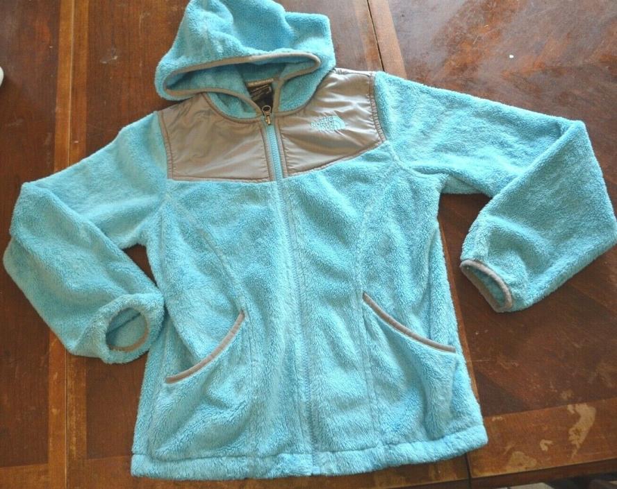 The North Face blue fleece hooded jacket girl's sz M (10/12)