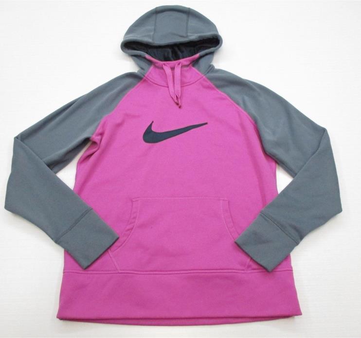 NIKE #K1917 Boy's Size L Therma-Fit Athletic Pullover Hooded Pink Sweatshirt