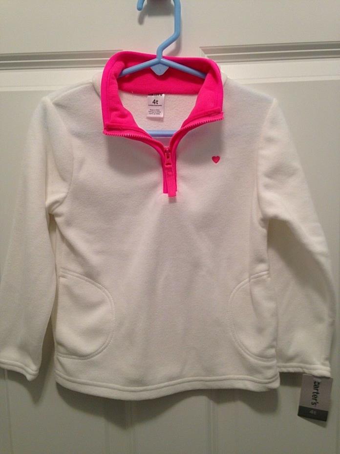NEW Carter's Girl's White Quarter-Zip Pullover w/Pink Trim Size 4T