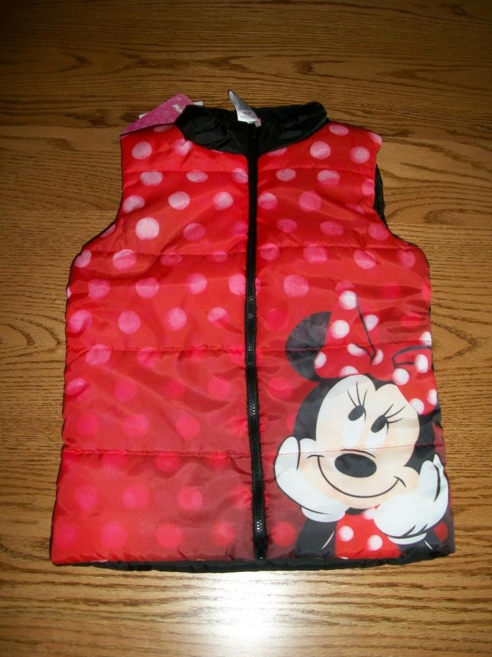 Disney Minnie Mouse Girls Red Puffer Zip Up Vest 5  6X New With Tags