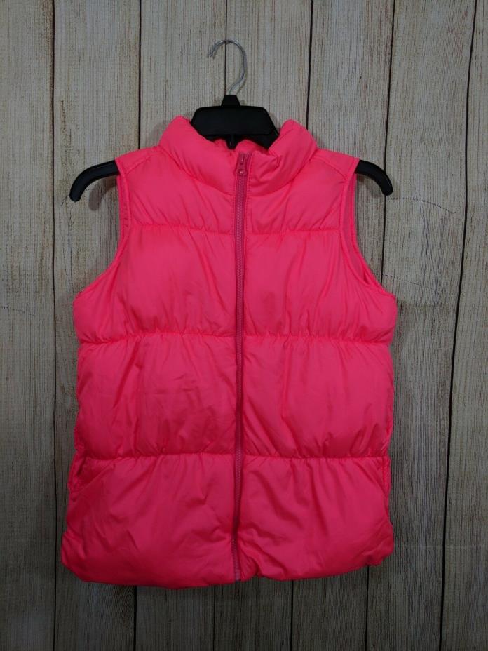 NWT Old Navy Girls Size XL (14) Neon Pink Frost Free Zip Up Puffer Vest