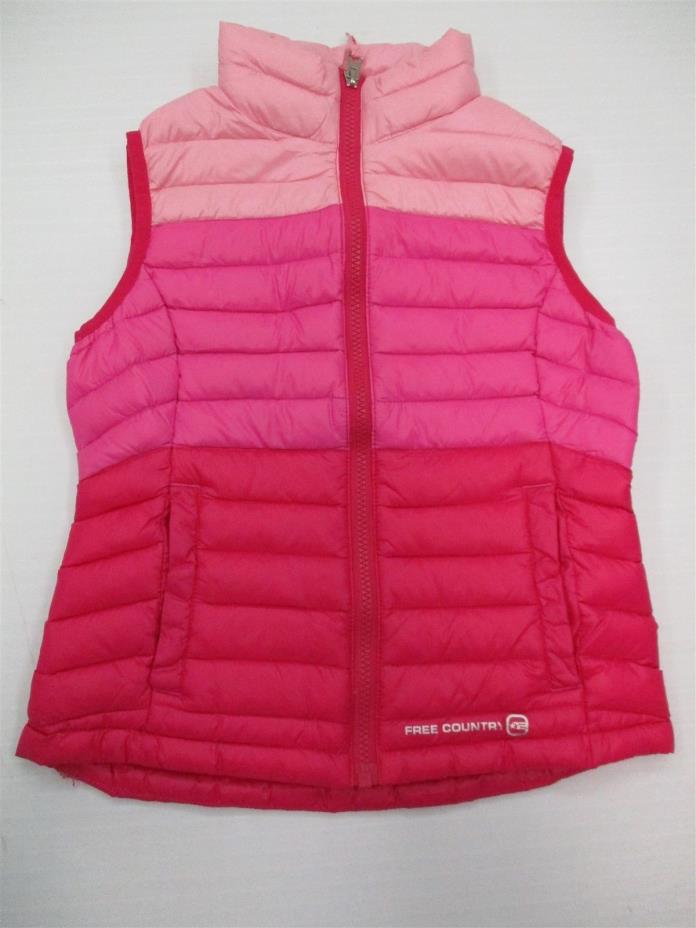 FREE COUNTRY #K1422 Boy's Size S Down Feather Warm Striped Pink Puffer Vest