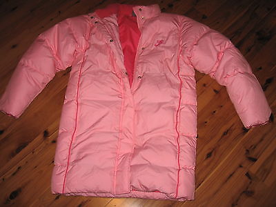GIRLS PINK NIKE DOWN PUFFER LONG WARM WINTER SNOW COAT JACKET