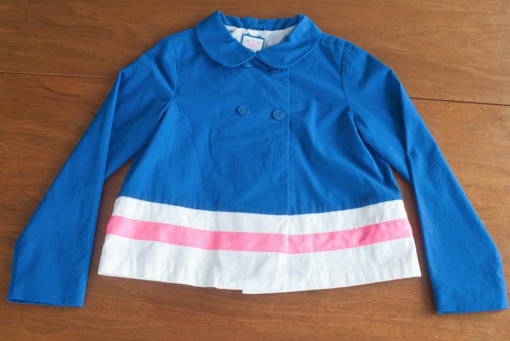 Gymboree Girls Size L (10-12) Blue Cotton Nautical Anchor Light Coat Jacket